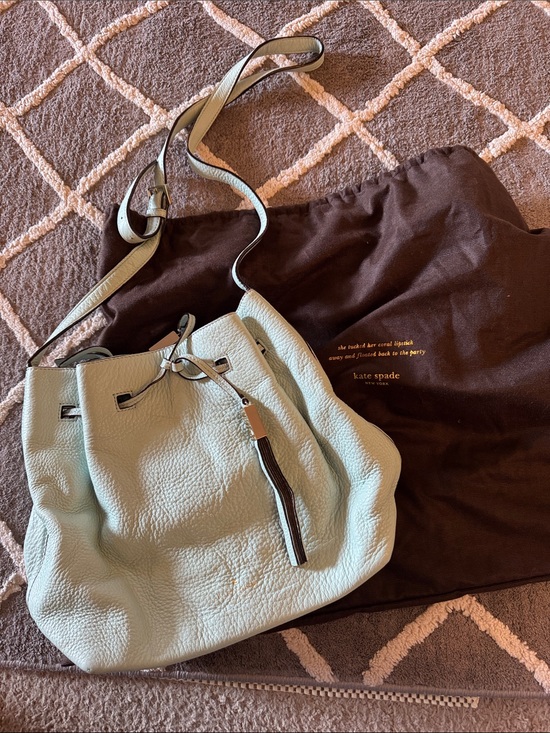 kate spade Handbags - kate spade Light Blue Pebbled Leather Drawstring Shoulder Bag
